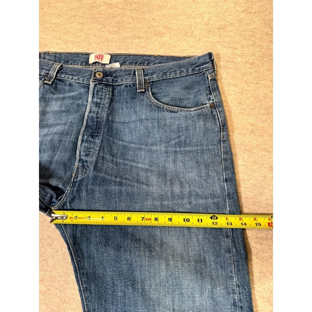 Levis‎ 501 Straight Leg Jeans Mens 40x30 Blue Whiskering Denim Cotton Button Fly